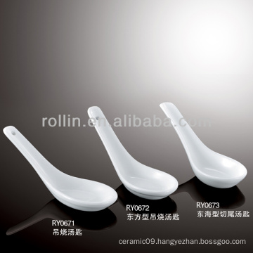 healthy durable white porcelain spoon